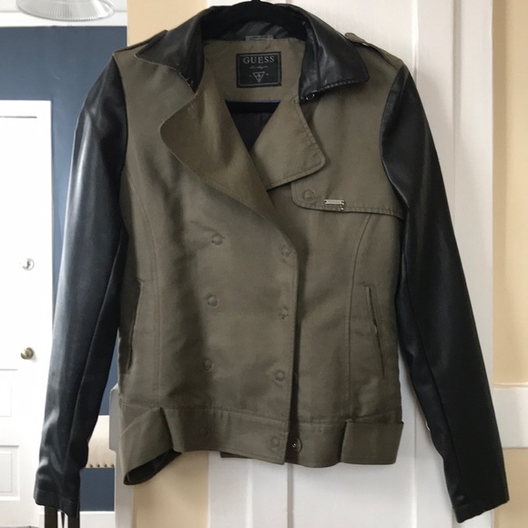 guess army green jacket